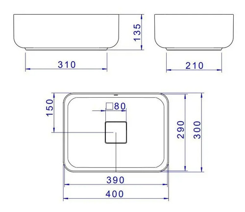 Cuba de Apoio Retangular Deca 30x40cm Branco Slim - L.13040.17