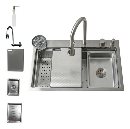 Cuba gourmet 75x45 aco inox 304 premium com torneira monocom