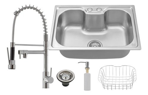 Cuba inox 304 60x42cm com torneira gourmet retratil com trav