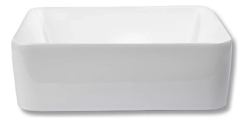 Cuba Para Banheiro Louça Sobrepor Retangular Apoio 40cm Lemi Branco Brilhante