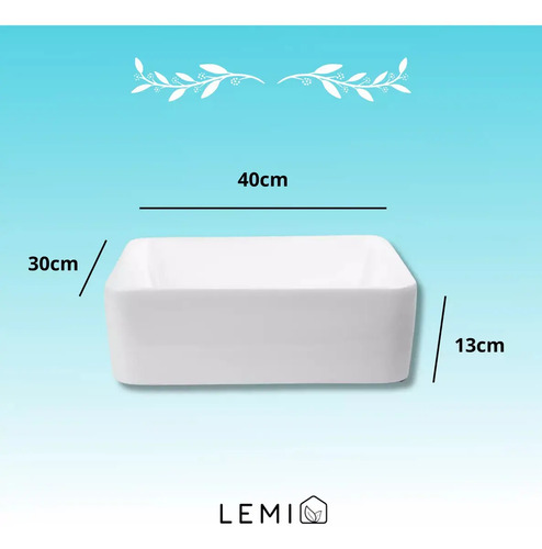 Cuba Para Banheiro Louça Sobrepor Retangular Apoio 40cm Lemi Branco Brilhante