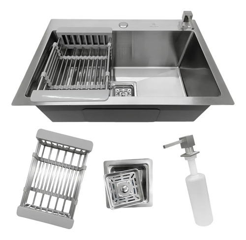 Cuba pia cozinha gourmet quadrada aco inox 304 escovada 60x4