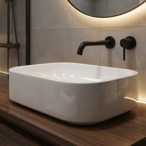Cuba Pia De Apoio Sobrepor 37x27cm Branca Para Banheiro Lavabo Armário Gabinete Suspenso Luce - SOS Acabamentos by Orcia