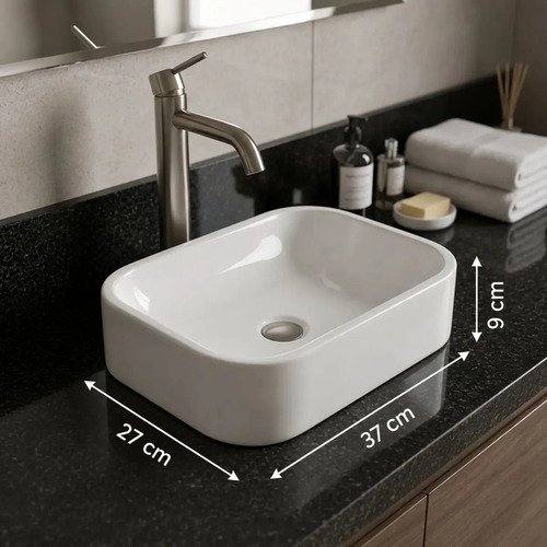Cuba Pia De Apoio Sobrepor 37x27cm Branca Para Banheiro Lavabo Armário Gabinete Suspenso Luce - SOS Acabamentos by Orcia