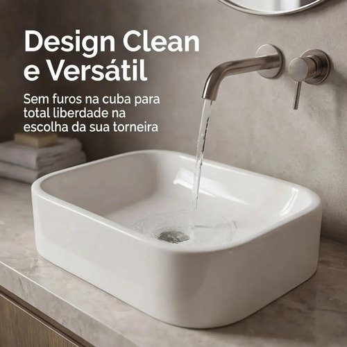 Cuba Pia De Apoio Sobrepor 37x27cm Branca Para Banheiro Lavabo Armário Gabinete Suspenso Luce - SOS Acabamentos by Orcia
