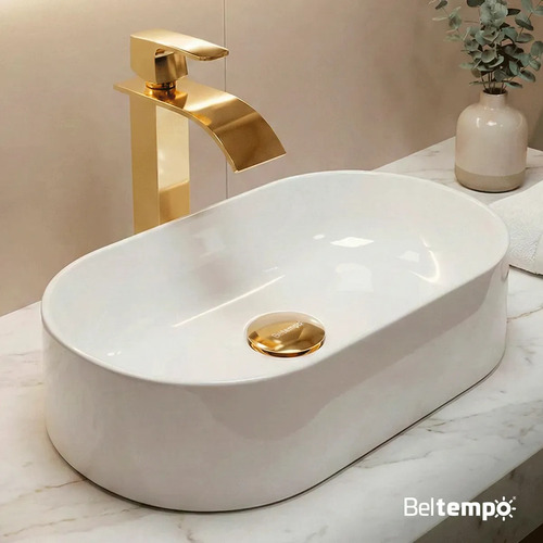 Cuba pia de apoio sobrepor oval 43x25 branca banheiro lavabo
