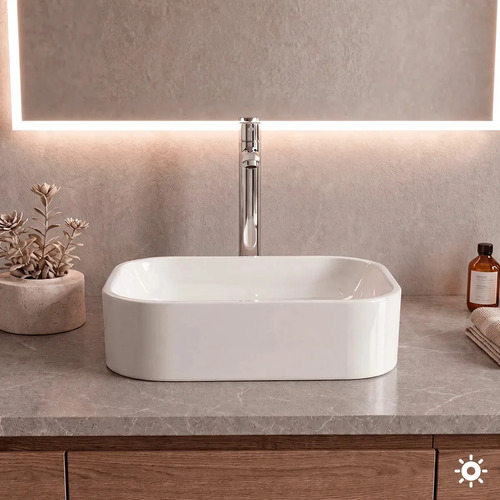 Cuba Pia De Apoio Sobrepor Retangular 37x27 Branca Para Banheiro Lavabo Beltempo BT-2010