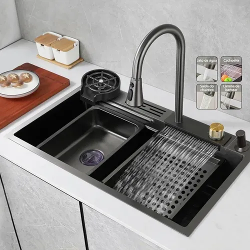 Cuba pia de cozinha gourmet inox 304 com torneira acessorios