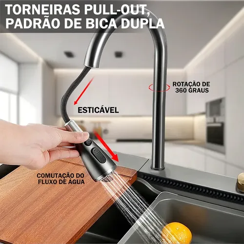 Cuba Pia De Cozinha Gourmet Inox 304 Com Torneira Acessórios