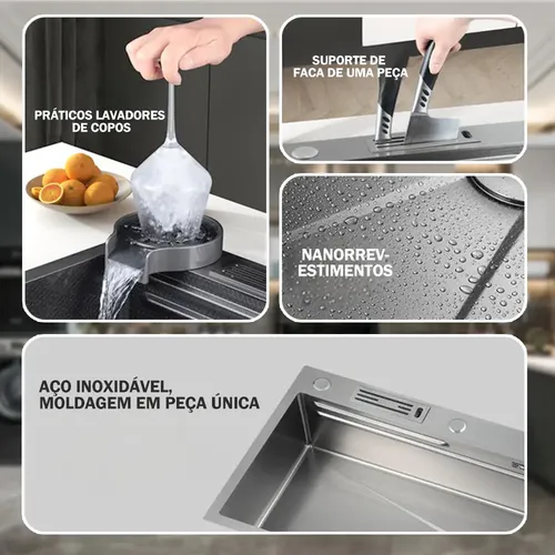 Cuba Pia De Cozinha Gourmet Inox 304 Com Torneira Acessórios