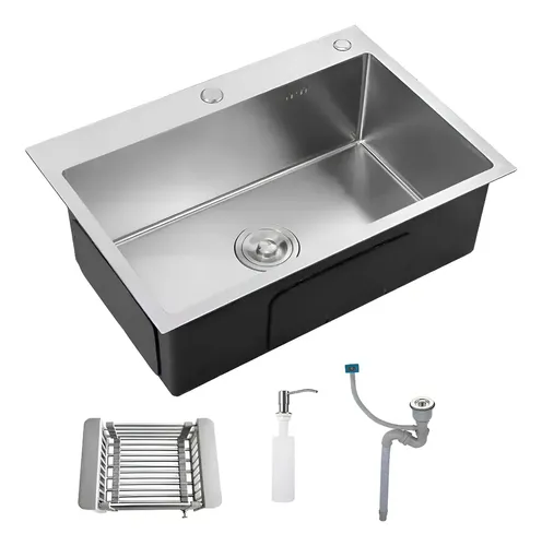 Cuba pia gourmet 60x45 inox escovado quadrada c acessorios