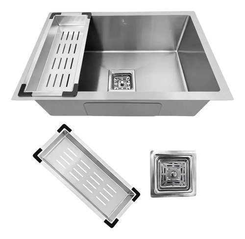 Cuba pia gourmet quadrada aco inox 304 escovada 60x40cm anti
