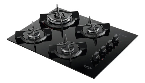 Dako Cooktop Supreme Fogão Gás 4 Boca Mesa De Vidro Tripla Chama Preto