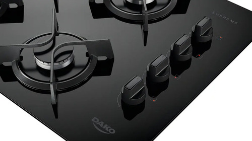 Dako Cooktop Supreme Fogão Gás 4 Boca Mesa De Vidro Tripla Chama Preto