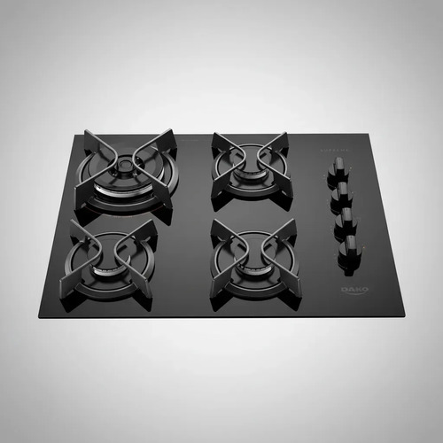 Dako Cooktop Supreme Fogão Gás 4 Boca Mesa De Vidro Tripla Chama Preto