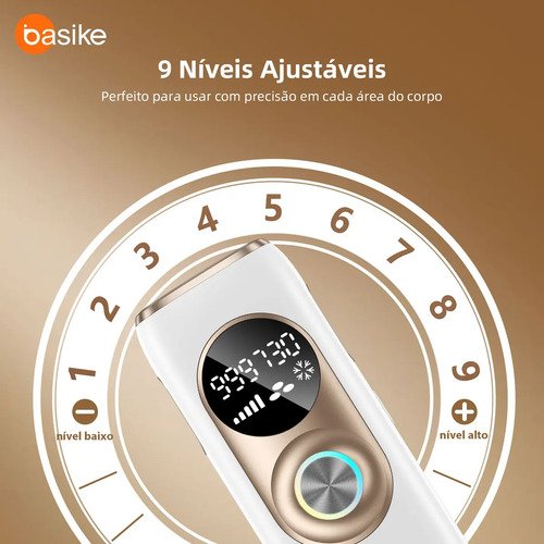 Depilador A Laser De Depilador Luz Pulsada IPL Profissional 9 Níveis De Ajuste, Sensacao Gelo Indolor Depilacao Definitiva, Unissex Para Bivolt Depilacao Laser Dep Portatil, Para Corpo Todo Basike