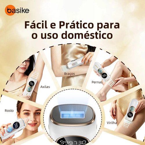 Depilador A Laser De Depilador Luz Pulsada IPL Profissional 9 Níveis De Ajuste, Sensacao Gelo Indolor Depilacao Definitiva, Unissex Para Bivolt Depilacao Laser Dep Portatil, Para Corpo Todo Basike