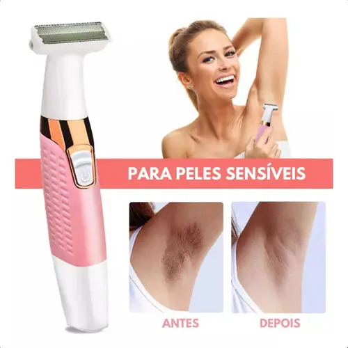 Depilador Elétrico Recarregável Kemei KM-1900 para Zonas Íntimas Bivolt Rosa