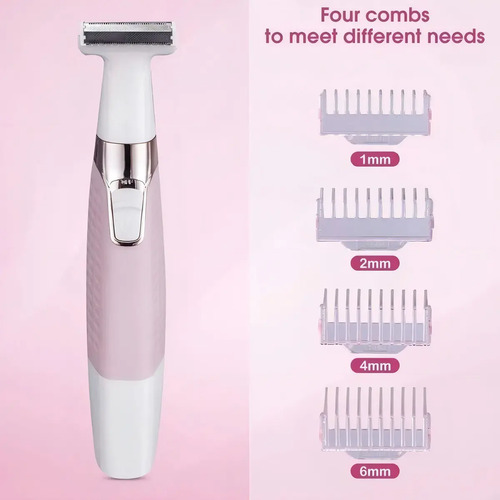 Depilador Elétrico Recarregável Kemei KM-1900 para Zonas Íntimas Bivolt Rosa