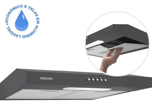 Depurador e exaustor de ar suggar slim 60cm 3 vel titanium