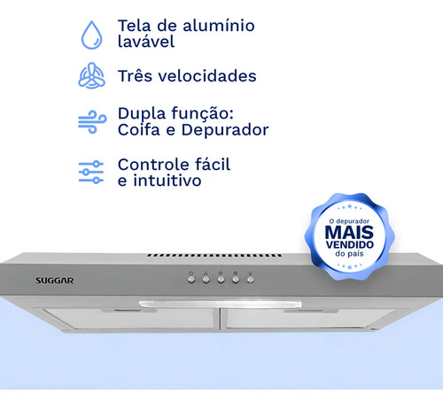 Depurador Exaustor Slim 60cm Prata Dps161pr Suggar