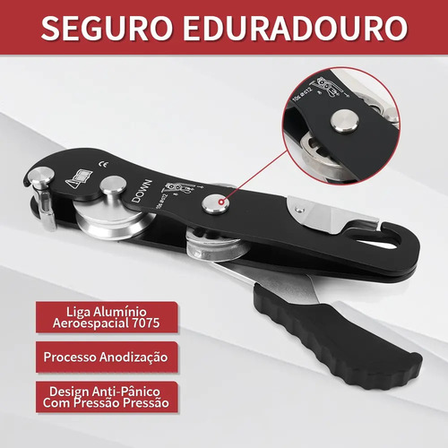Descensor Autoblocante Anti-pânico Para 10-12mm Cor Preto