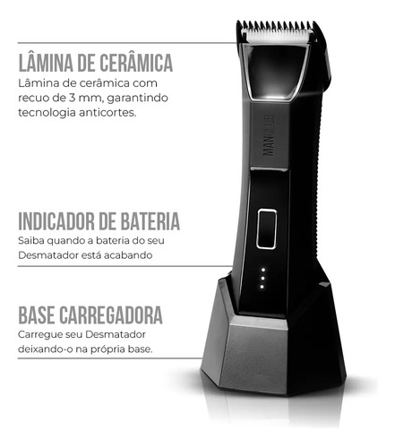 Desmatador 2.0 - Aparador Elétrico De Pelos - Manclub Preto