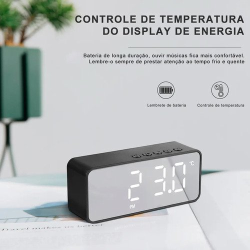 Despertador Digital Bluetooth G50 Relógio de Mesa LED Espelhado com Rádio FM Caixa de Som Duplo Alarme Sensor de Temperatura USB AUX Som Estéreo para Quarto Cabeceira despertador infantil FORESTORY
