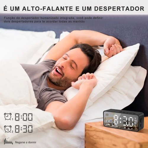 Despertador Digital Bluetooth G50 Relógio de Mesa LED Espelhado com Rádio FM Caixa de Som Duplo Alarme Sensor de Temperatura USB AUX Som Estéreo para Quarto Cabeceira despertador infantil FORESTORY