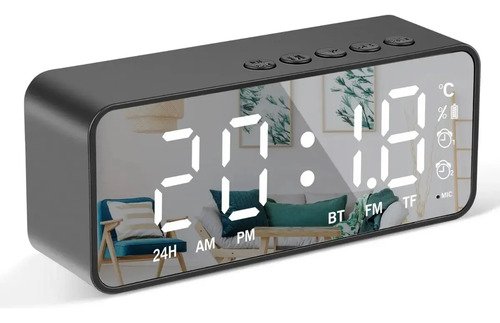 Despertador Digital Bluetooth G50 Relógio de Mesa LED Espelhado com Rádio FM Caixa de Som Duplo Alarme Sensor de Temperatura USB AUX Som Estéreo para Quarto Cabeceira despertador infantil FORESTORY