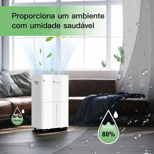 Desumidificador de 8 L/dia com mangueira de drenagem, silencioso | Desumidificador com 3 modos de desumidificação e temporizador de 24 horas, para quartos, caves e casas de banho