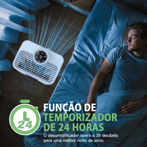 Desumidificador de 8 L/dia com mangueira de drenagem, silencioso | Desumidificador com 3 modos de desumidificação e temporizador de 24 horas, para quartos, caves e casas de banho