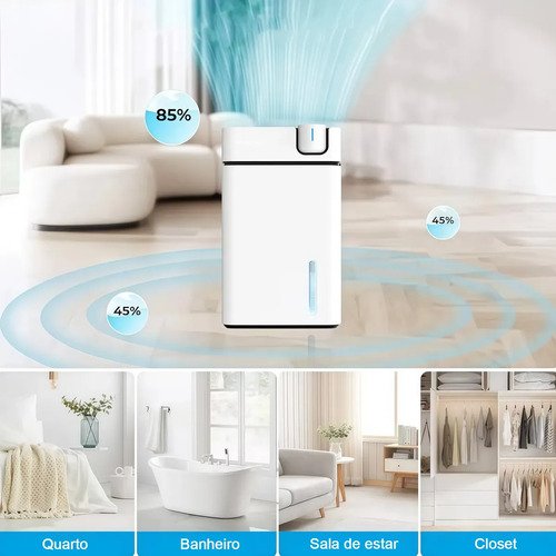 Desumidificador De Ar 65w Para Ambientes 30 Metros Quadrados Branco 127/220v
