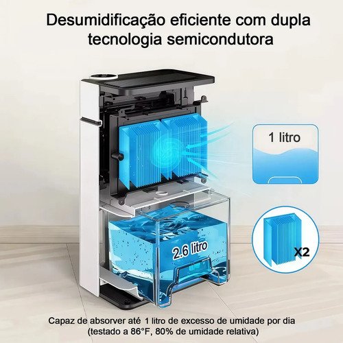 Desumidificador De Ar 65w Para Ambientes 30 Metros Quadrados Branco 127/220v