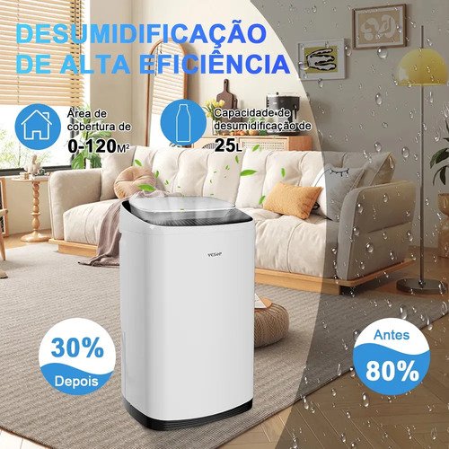 Desumidificador De Ar Compressor - 25 Litros Por Dia - Ambientes Grandes 0m2-200m2 -desumidificadores Eletrico Desumidificador Industrial Função De Purificação De Pr Incluída Yesop