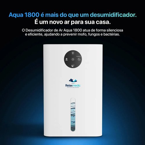 Desumidificador de Ar Elétrico Antimofo 1800ml Relaxmedic