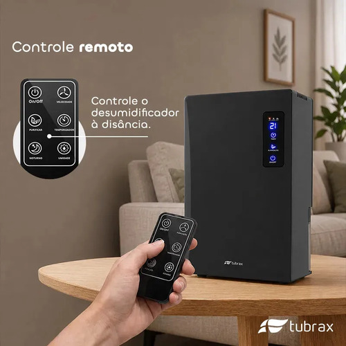 Desumidificador Elétrico Led Antimofo 2200ml Tubrax Cor Preto