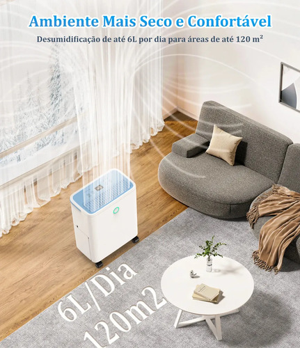 Desumidificador Freshdew Compressor 6 L por Dia Silencioso com Drenagem Contínua