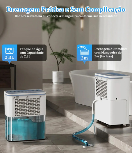 Desumidificador Freshdew Compressor 6 L por Dia Silencioso com Drenagem Contínua