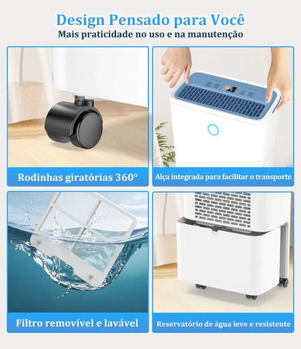 Desumidificador Freshdew Compressor 6 L por Dia Silencioso com Drenagem Contínua
