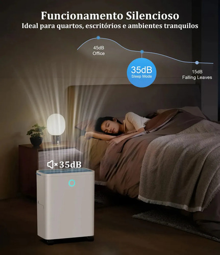 Desumidificador Freshdew Compressor 6 L por Dia Silencioso com Drenagem Contínua