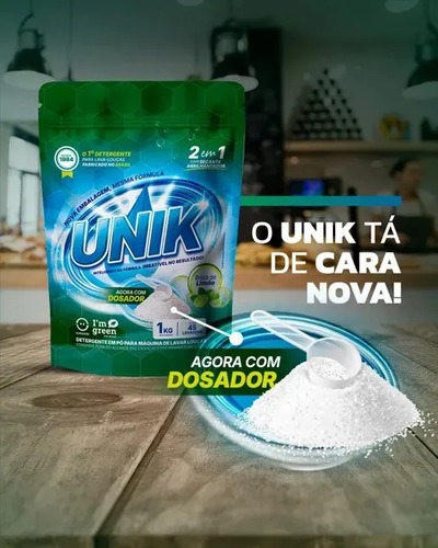 Detergente Em Pó Unik Limão 1Kg Para Máquina De Lavar Louça