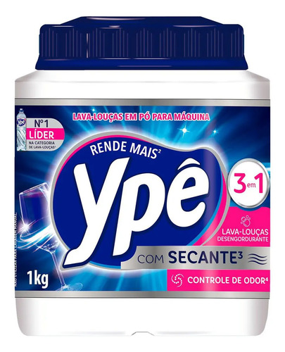 Detergente lava loucas em po para maquina ype 1kg 3em1 com s