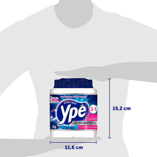 Detergente Lava Louças em Pó para Máquina Ypê 1Kg 3em1 Com Secante