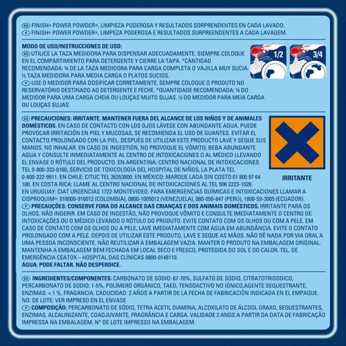 Detergente para Lava Louças em Pó Finish Power Powder Advanced 1kg