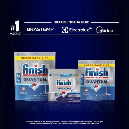 Detergente para Lava Louças em Tabletes Finish Quantum All in 1 26 unidades