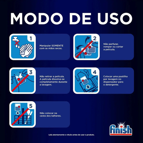 Detergente para Lava Louças em Tabletes Finish Quantum All in 1 26 unidades