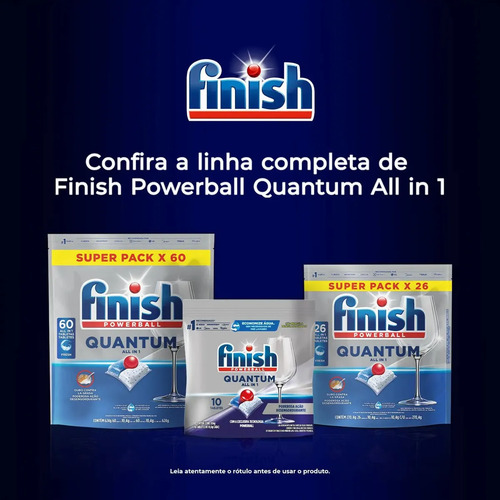 Detergente para Lava Louças em Tabletes Finish Quantum All in 1 26 unidades