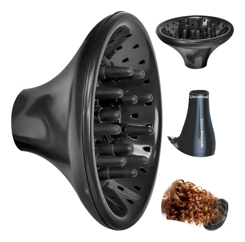 Difusor De Cachos Para Secador Taiff E Vários Modelos Cor Preto