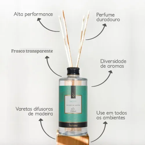 Difusor De Varetas Premium Aromatizador Via Aroma 250ml